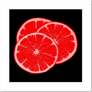 Three red grapefruits Posters and Art